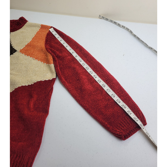 Vtg Alfred Dunner Sweater Burgundy Orange Chenille Mock Neck Women's Size 1X - Picture 4 of 8